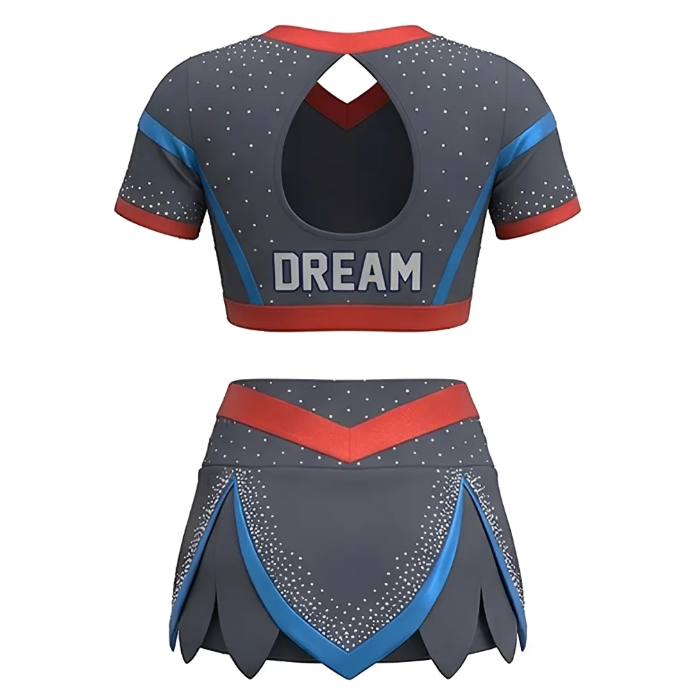 Women's Children's Cheerleading Uniform Sets School Competition Tops Shiny Diamonds Design Spandex/Polyester – photo 2