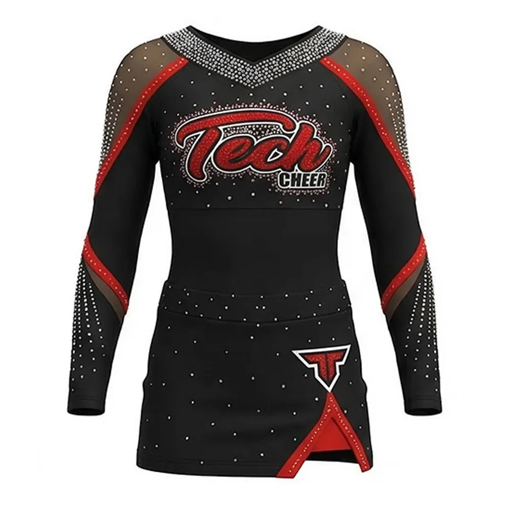New Arrivals Children's Cheerleading Uniform Sets Dance Dress Teen Cheerleader Costumes with Rhinestones – photo 2