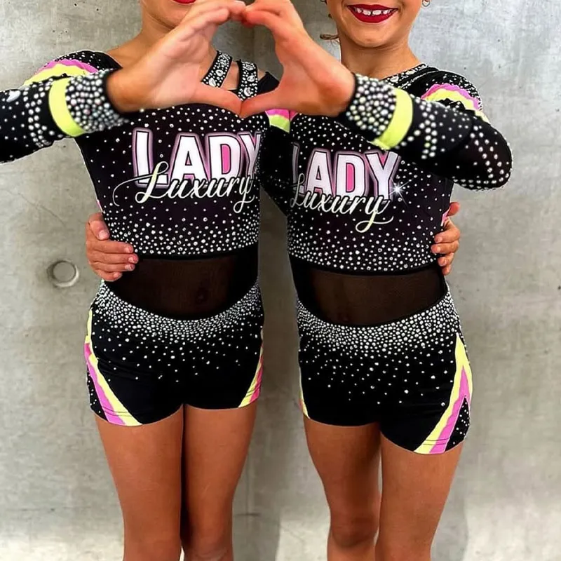 Girls Youth Women Cheerleader Outfit Long Sleeve Stretch Fabric Sideline Cheer Uniform for Celebration – photo 3