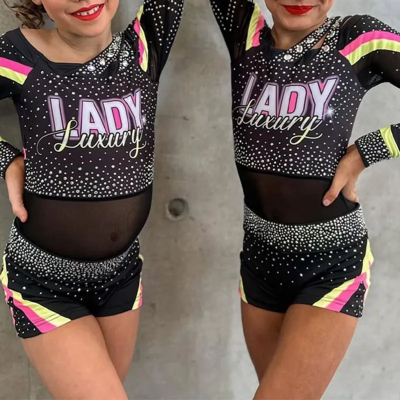 Girls Youth Women Cheerleader Outfit Long Sleeve Stretch Fabric Sideline Cheer Uniform for Celebration – photo 4
