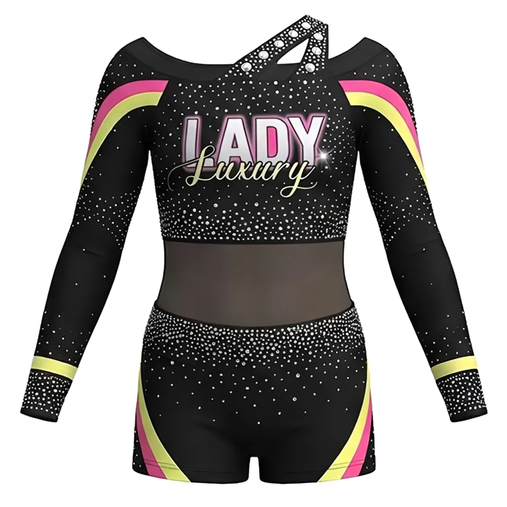 Competition All Star Long Sleeve Cheerleading Uniform Sets Rhinestones Spandex/Polyester Material High-Performance – photo 2