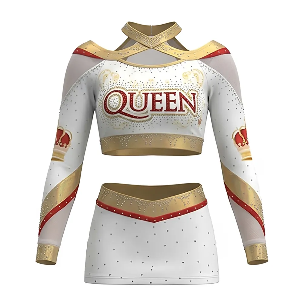 Design Your Own Women's Cheerleading Uniform Sets with Sparkle Rhinestones and Cheerleader Skirt – photo 2