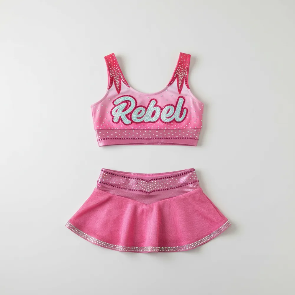 Rhinestone Cheerleading Bra and Short Sets Full Bling Crop Tops for Women Youth Girls Practice Cheer Wear – photo 5