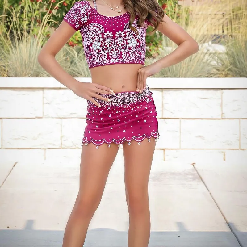 Design Children Girl Black Cheerleading Practice Uniform Sets Crop Top and Shorts for School Cheerleading – photo 5