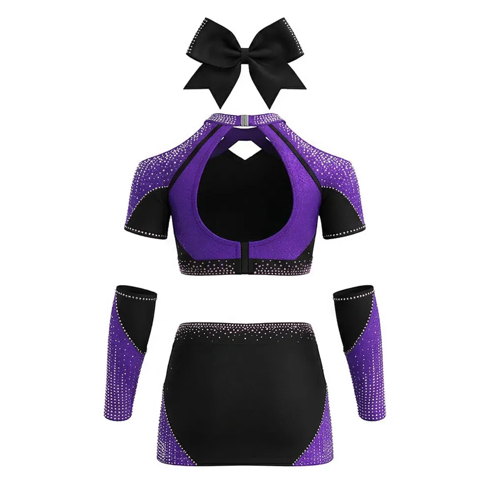 Breathable Youth Cheerleading Uniforms Warm up Girls Cheerleader Costume Outfit Combo for Ladies Competition – photo 2