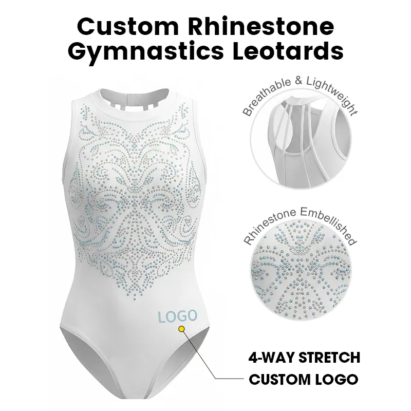 Girls Dance Performance Wear Sublimation 4-Way Stretch Kids Sleeveless Gymnastics Leotards for Dance – photo 3