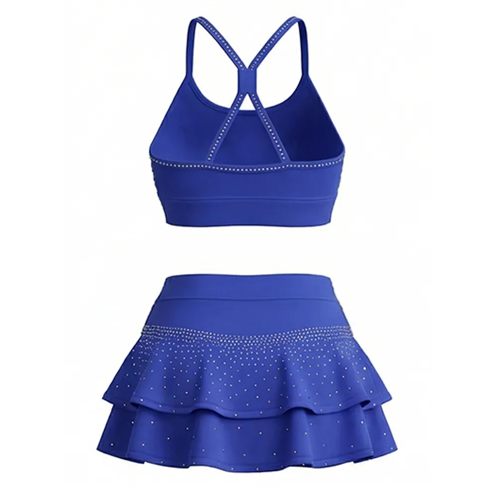 Girls Cheerleading Uniform Set Rhinestone Sublimation Warm-Up Kit for School and Competition – photo 2