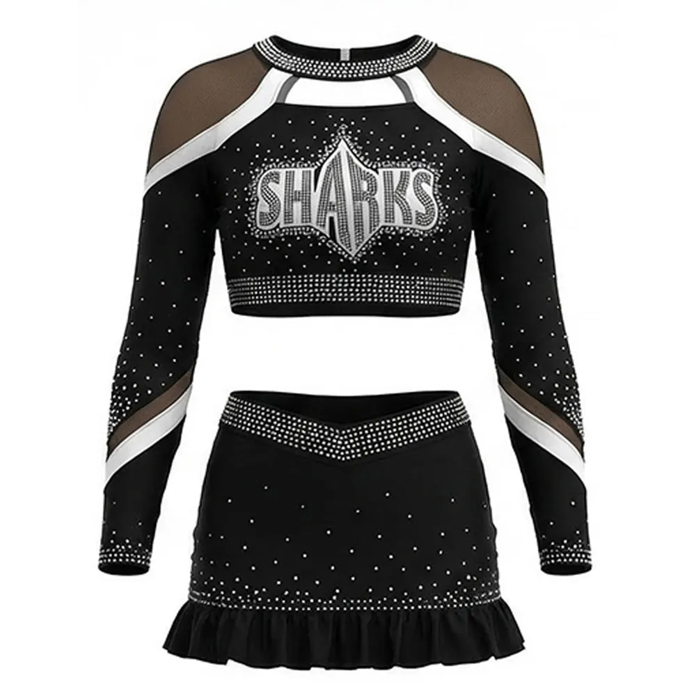 Long Sleeve CheerLeading Uniform Design Stretchy Cheerleading Squad Daily Practice Sports Meet Show Costumes for Women – photo 2