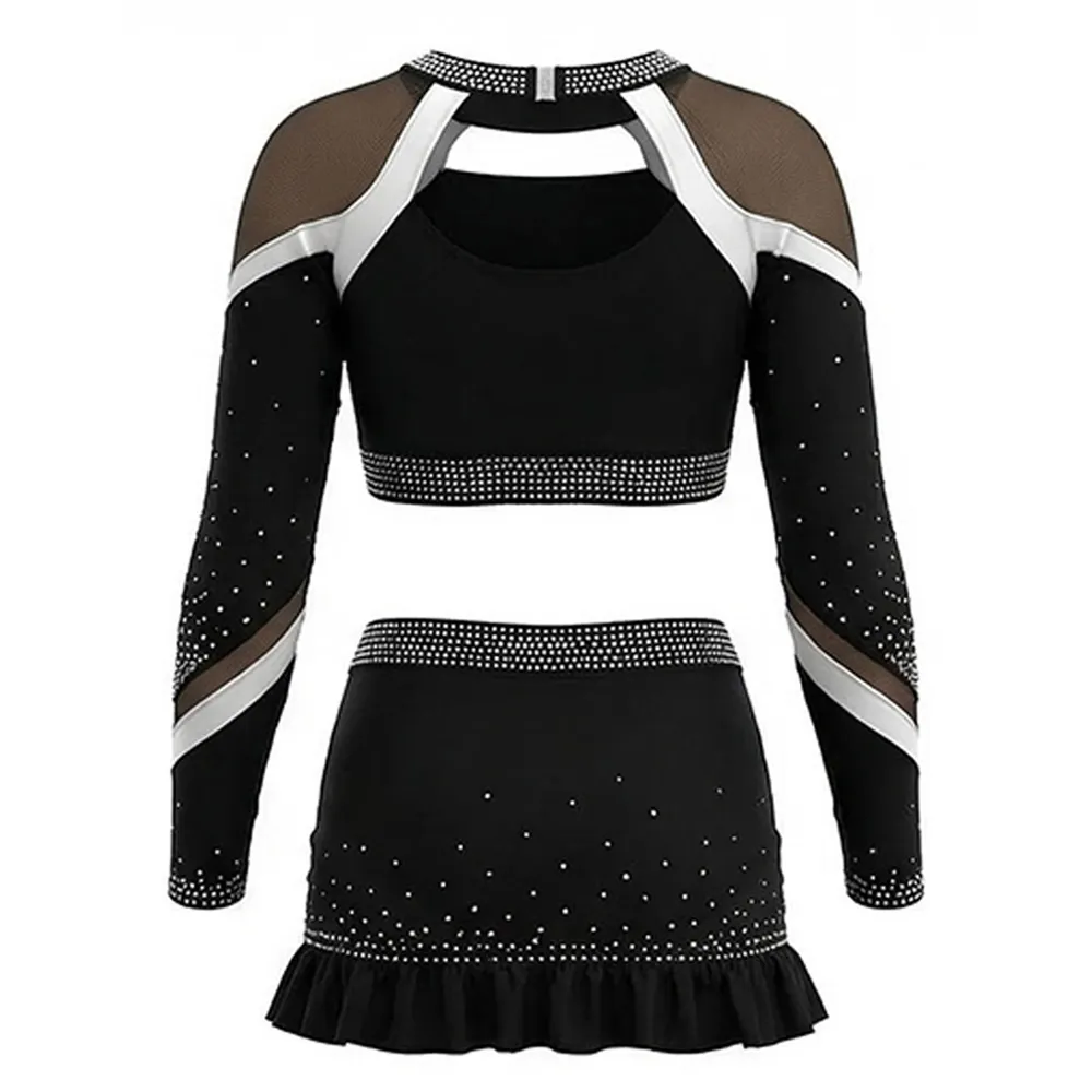 Long Sleeve CheerLeading Uniform Design Stretchy Cheerleading Squad Daily Practice Sports Meet Show Costumes for Women – photo 3