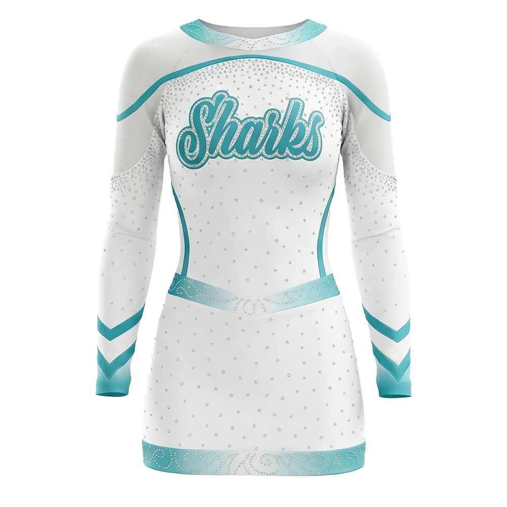 Girls All-Star Cheerleading Uniform Set Rhinestone Performance Uniform with Matching Bow – photo 2