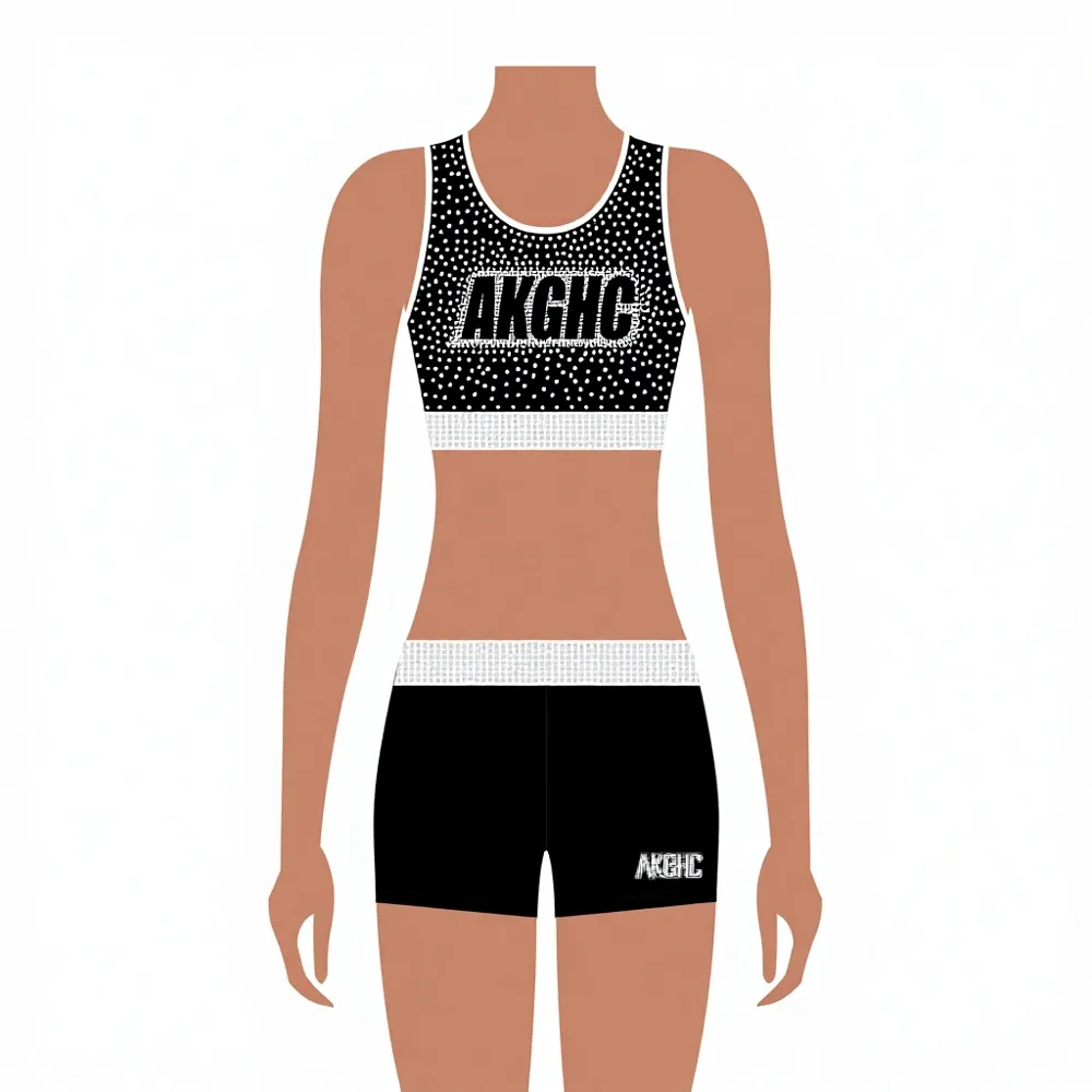 Cross Cheerleading Uniform Practies Bras and Shorts Set Sublimation Metal Fabric Spandex/Polyester – photo 2