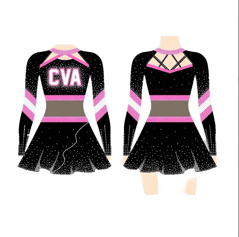 Cross Cheerleading Uniform Practies Bras and Shorts Set Sublimation Metal Fabric Spandex/Polyester – photo 3
