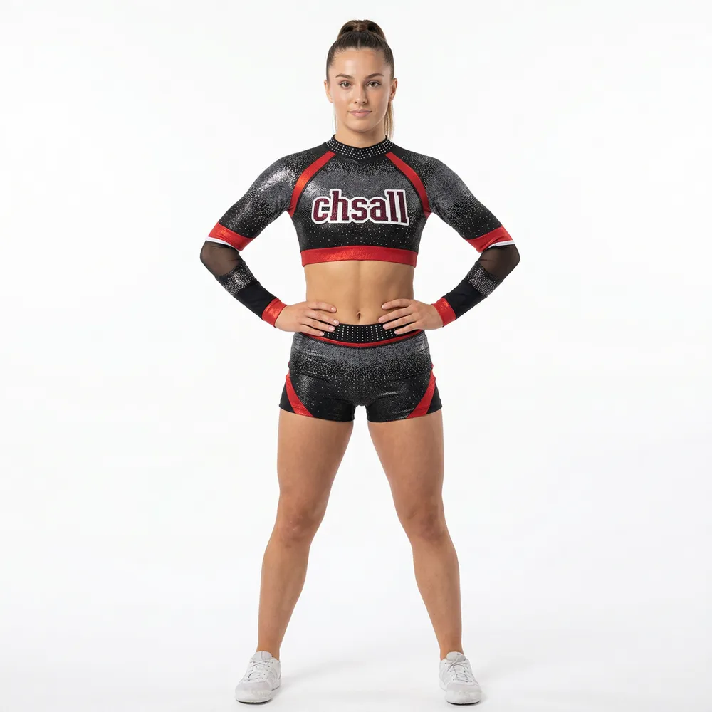 Cheerleading Uniform Set Sparkle Rhinestone Cheer Outfit for Cheer Practice and Competition – photo 2