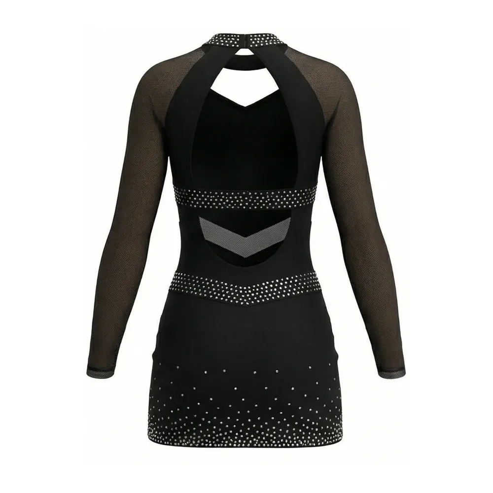 Cheerleading Uniform Spandex Two Piece Long Sleeve Elastic Waist Bright Color Youthful Cheer Outfit for Cheer Teams – photo 2
