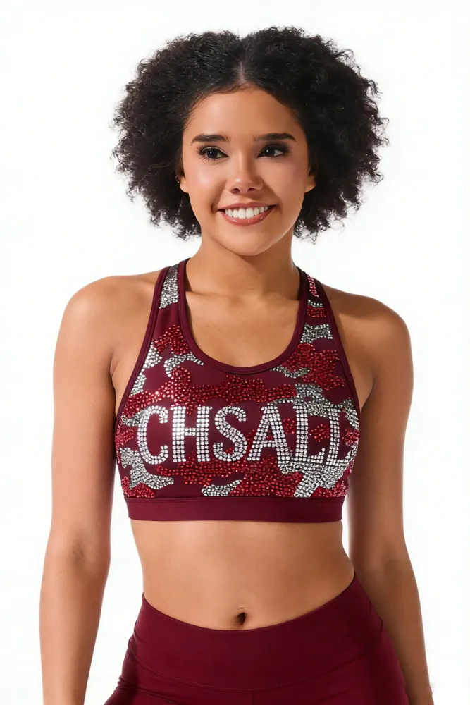 Crops Shiny Rhinestones Shirts & Tops Wear Sparkle Design Cheer Practice Wear Shell Shorts 2 Sets Uniforms – photo 5