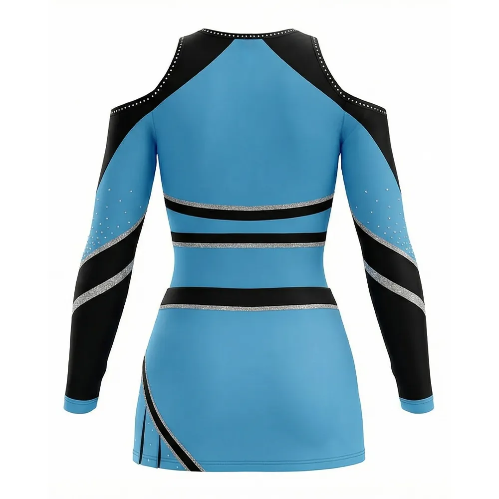 Cheerleading Uniform Long Sleeve Rhinestone High Stretch Spandex Outfit for Competition Performance Team Events – photo 3