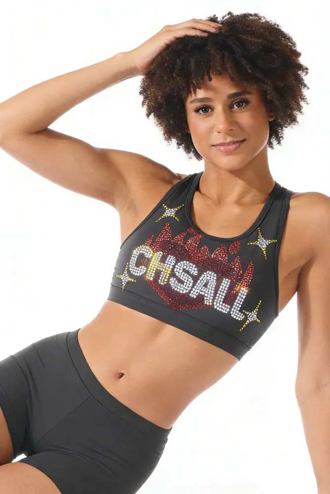 ombré Crops Shiny Rhinestones Shirts & Tops Wear Sparkle Design Cheer Practice Wear Shell Shorts 2 Sets Uniforms – photo 3