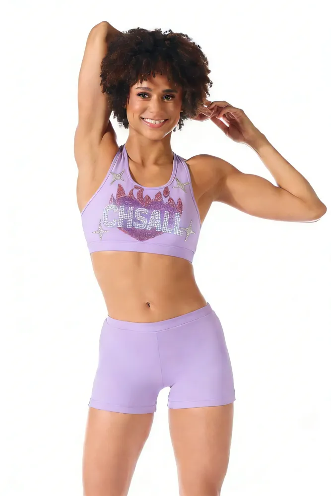 ombré Crops Shiny Rhinestones Shirts & Tops Wear Sparkle Design Cheer Practice Wear Shell Shorts 2 Sets Uniforms – photo 5