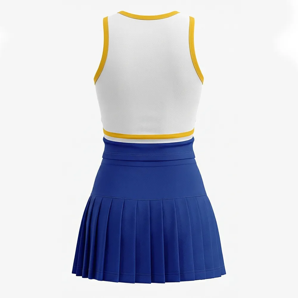 Sleeveless Two Piece Cheerleading Uniform Color Block School Team Cheer Uniform – photo 3