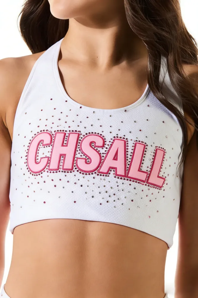 Shiny Rhinestones Shirts & Tops Wear Sparkle Design Cheerleading Practice Wear Shell Shorts 2 Sets Uniforms – photo 2