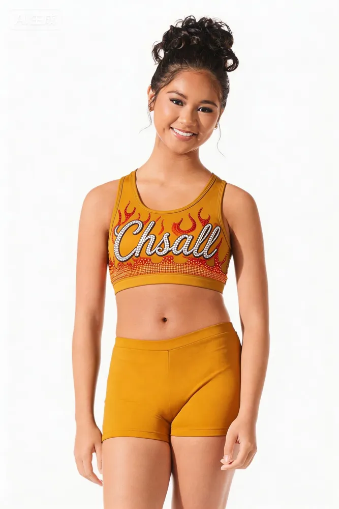 Rhinestones Shirts & Tops Wear Sparkle blue Design Shiny Cheerleading Practice Wear Shell Shorts 2 Sets Uniforms – photo 2