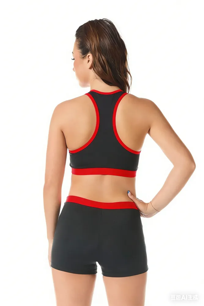 Rhinestones Shirts & Tops Wear Sparkle red Design Shiny Cheerleading Practice Wear Shell Shorts 2 Sets Uniforms – photo 3