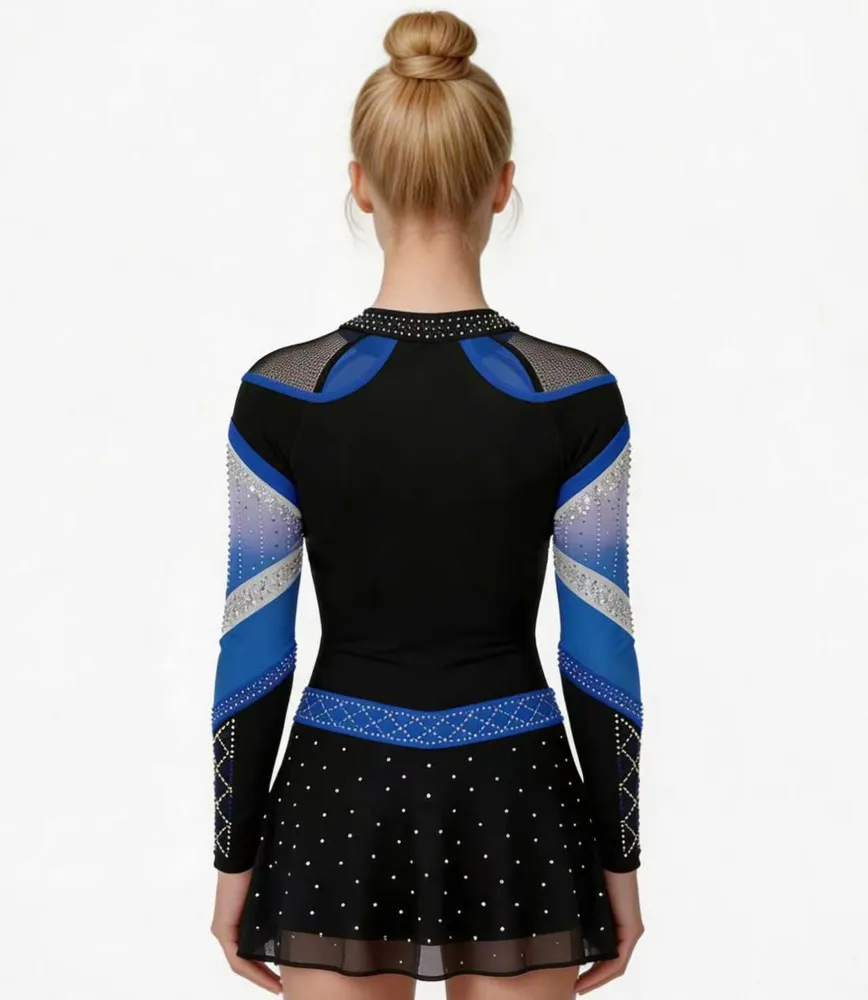 Cheerleading Outfit Rhinestone Halter Pleated Skirt Set Stage Performance Cheer Wear with Bow – photo 6