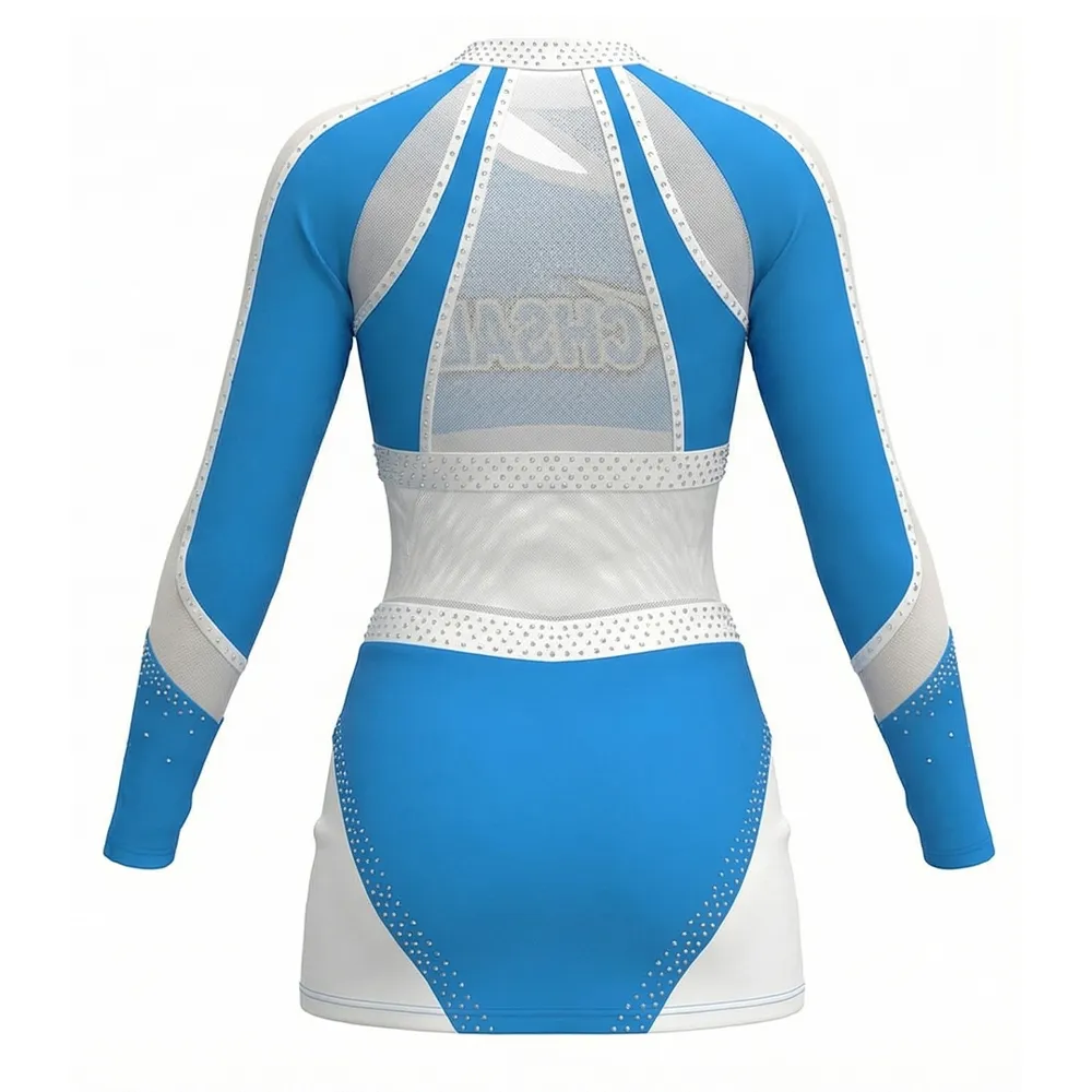 Girls Cheerleading Uniform Sleeveless Rhinestone High Neck Performance Cheer Outfit with Skirt – photo 3