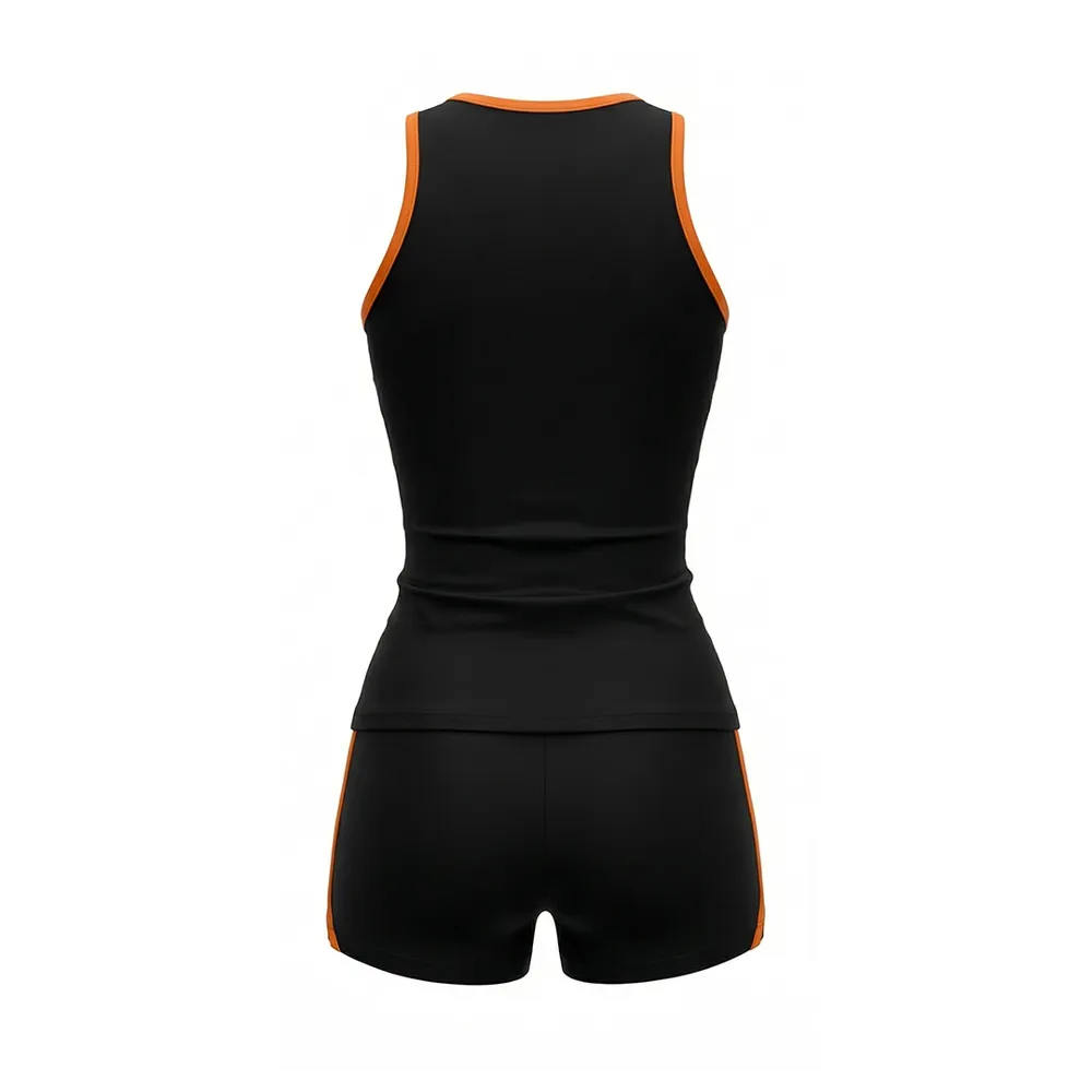 Sparkle Cheerleading Practice Outfit Black Orange Rhinestone Sleeveless Crop Top Team Cheer Training Suit Practice Uniform – photo 2