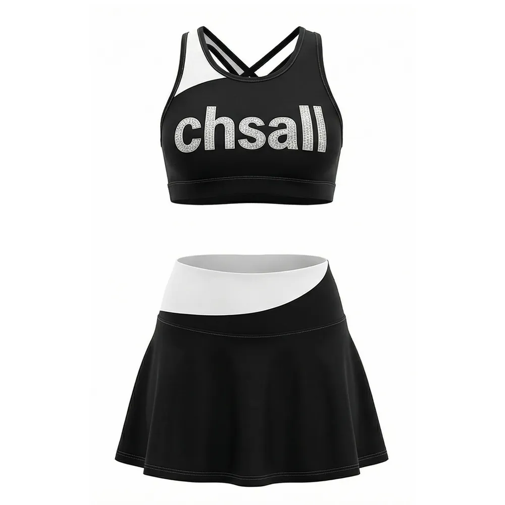 All Star Cheerleading Practice Uniform Bling Rhinestone Sleeveless Cheer Outfit Cheer Apparel for Youth Cheer Competition – photo 3