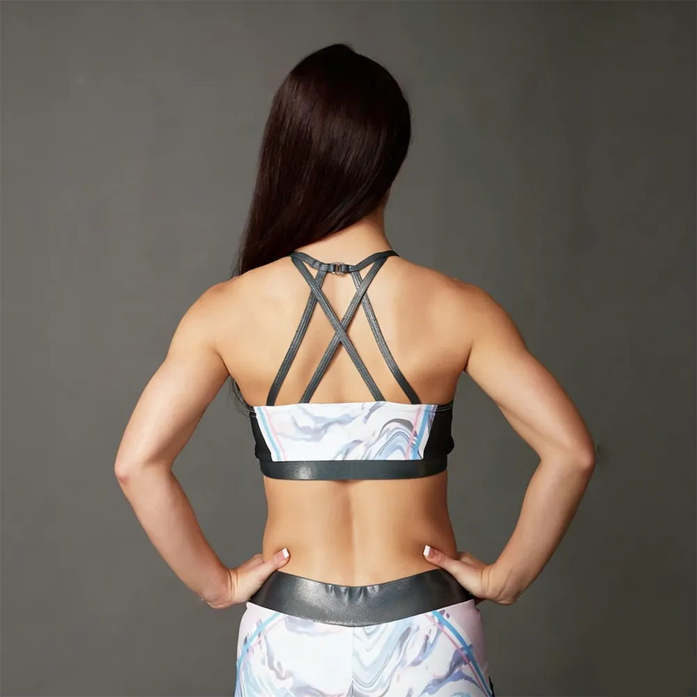 Girls Sports Bra Cheerleading Training Suit Black Rhinestone Mesh Halter Crop Top with Shorts Phoenix Team Cheer Outfit – photo 2