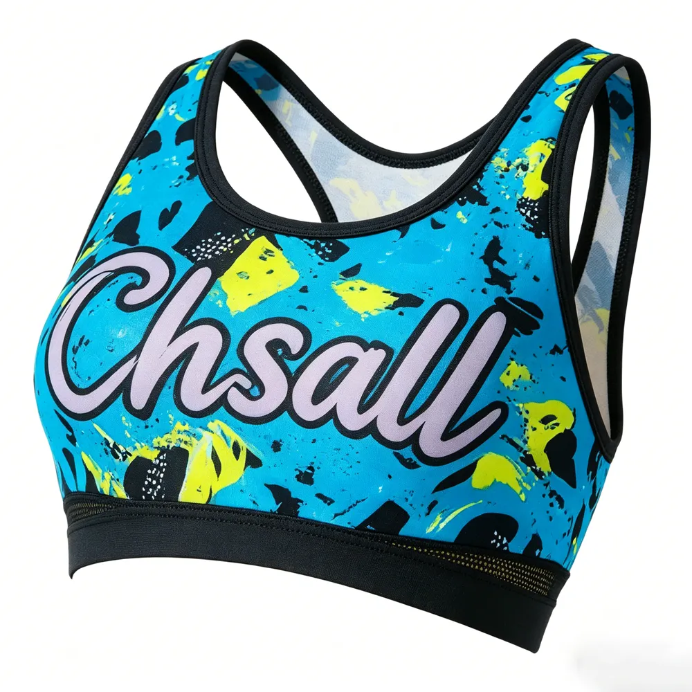 Matching Graffiti Print Rhinestones Shirts & Top Cheerleading Racerback Design Practice Wear High-waisted Athletic Shorts – photo 5