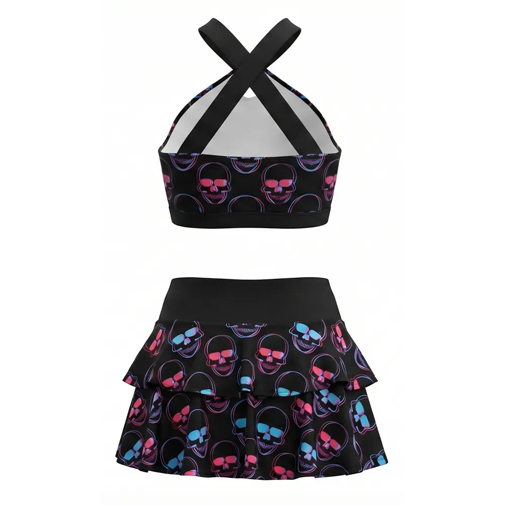 Sparkle Racerback Sports Bra Flowy Skirt Two Piece Set Dance Practice Wear Cheerleading Uniform – photo 3
