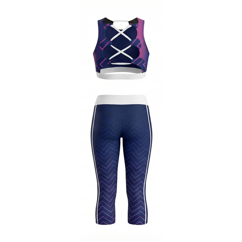 Sleeveless Cheerleading Uniform Set | High Waist Capri Leggings & Racerback Sports Bra | Two Piece Activewear – photo 3