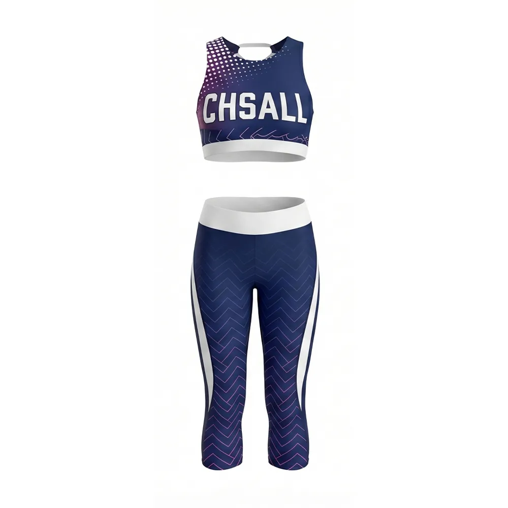 Sleeveless Cheerleading Uniform Set | High Waist Capri Leggings & Racerback Sports Bra | Two Piece Activewear – photo 4