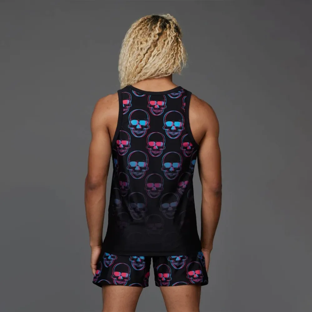 Trendy Skull Print Tank Top Shorts Two Piece Set Boys Youth Team Competition All Star Cheerleading Uniform – photo 2