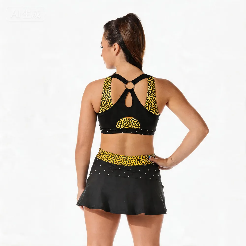 Cheerleading Uniform Rhinestones Shirts & Tops Leopard Print Crop Top Cheer Uniform Teams Dance Wear – photo 4