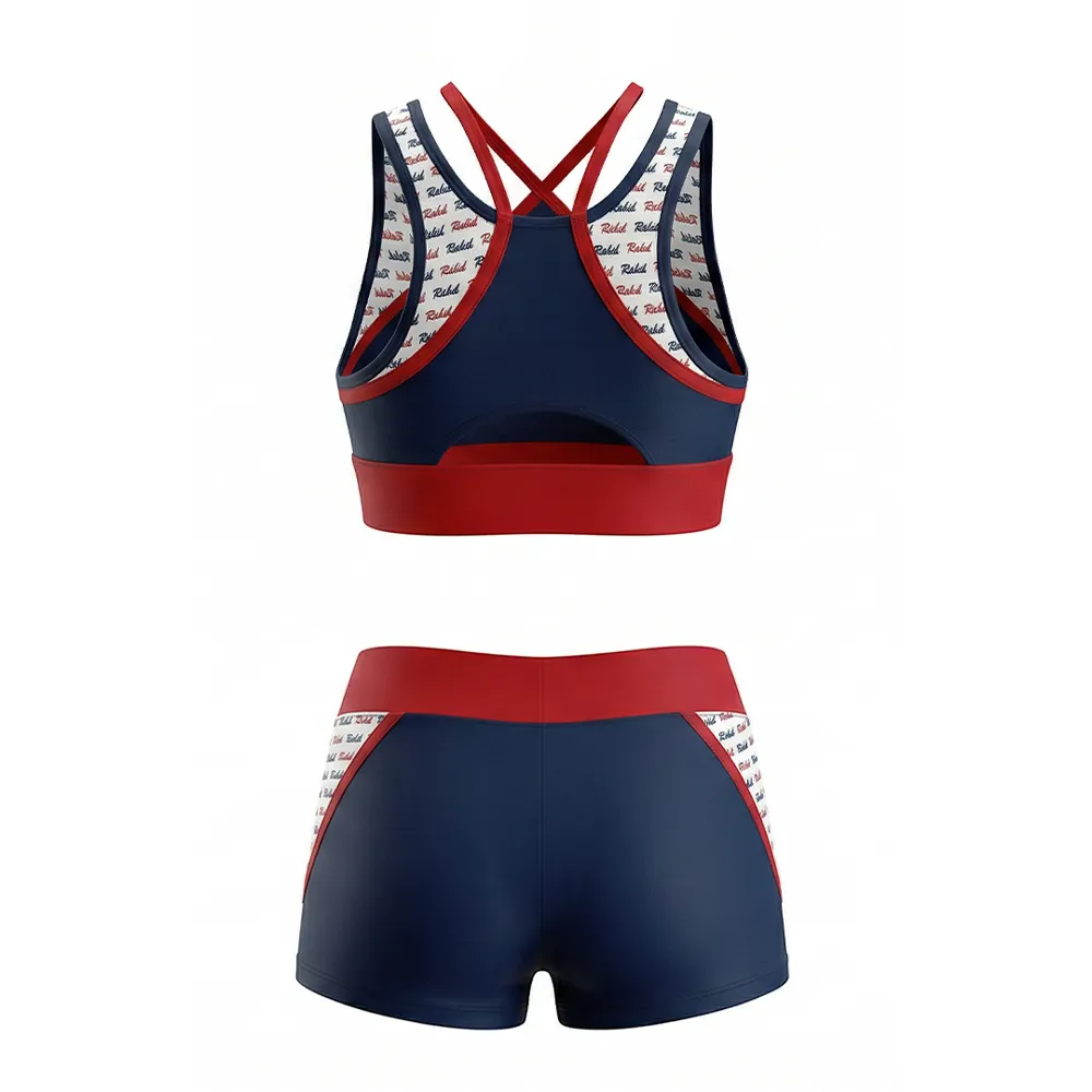 Sparkle Cheerleading Outfit for Teens Navy Red White Logo Crop Top Cheer Uniform for Competition School Cheer – photo 4
