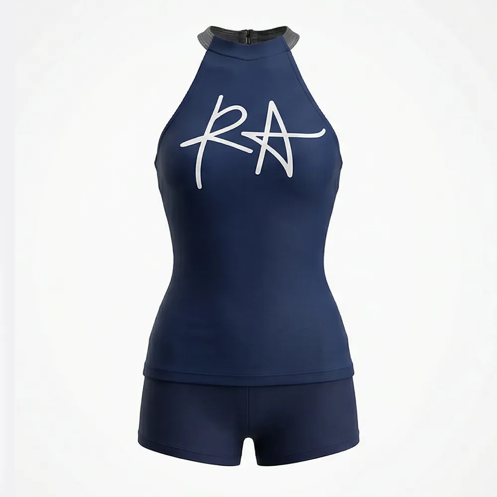 Athletic Cheerleading Outfit Teens Navy Logo Halter Tank Top Cheer Uniform for Dance Practice – photo 3