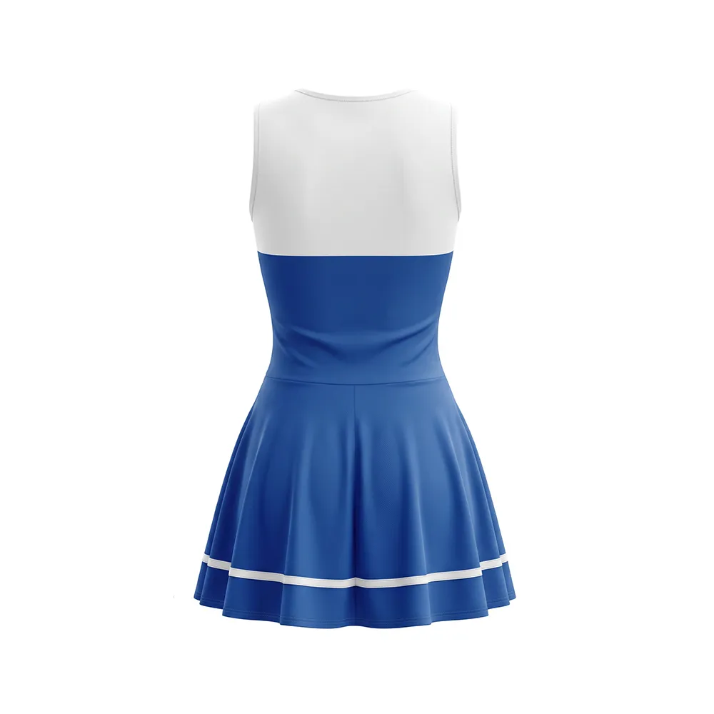 Blue White Cheerleading Dress Outfit Set with Pom Poms Kids Girls School Competition Cheer Costume – photo 3