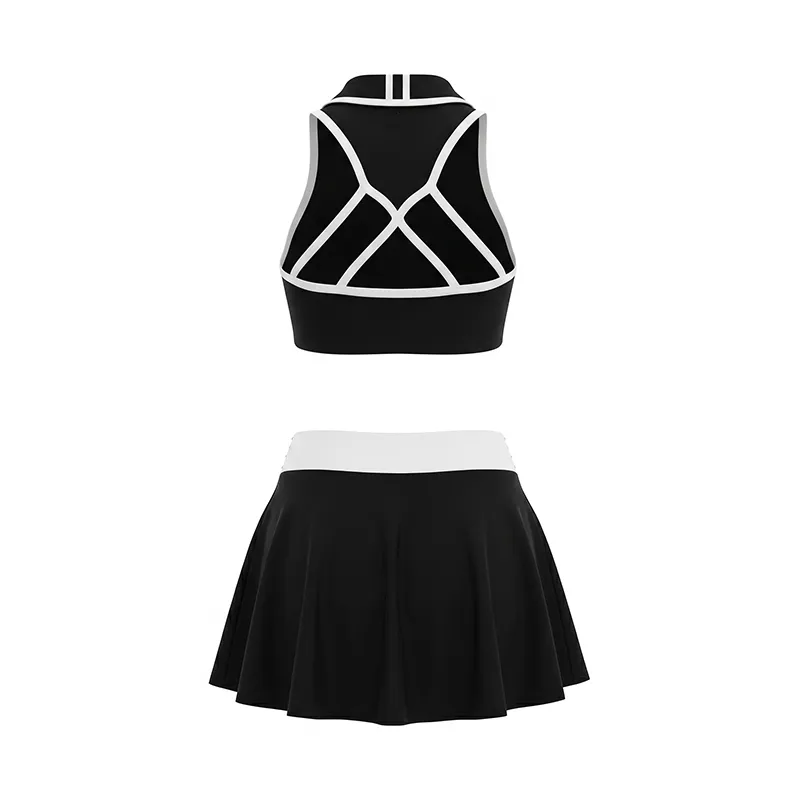 Youth Edgy Black Camo Cheer Outfit with Rhinestone Detail and CHSALL Logo for Competitions – photo 4