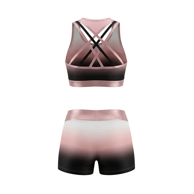 Youth Trendy Pink Black Ombre Cheer Outfit with CHSALL Logo and Matching Metallic Trim – photo 5