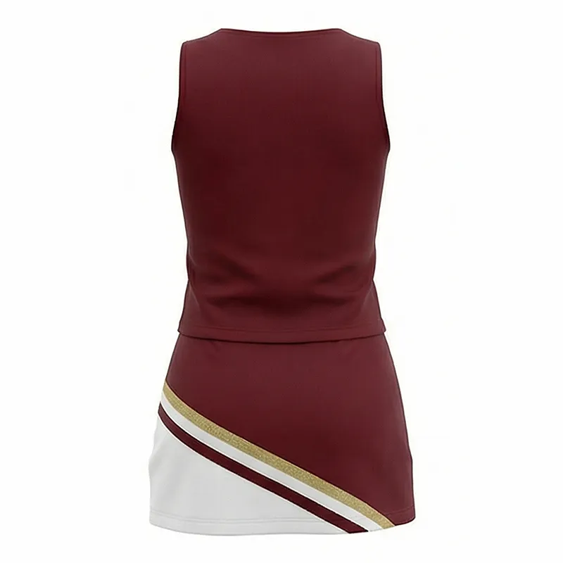 All Star Maroon Gold Cheer Dress CHSALL Logo with Pom Poms for Pro Football Spirit Team – photo 3