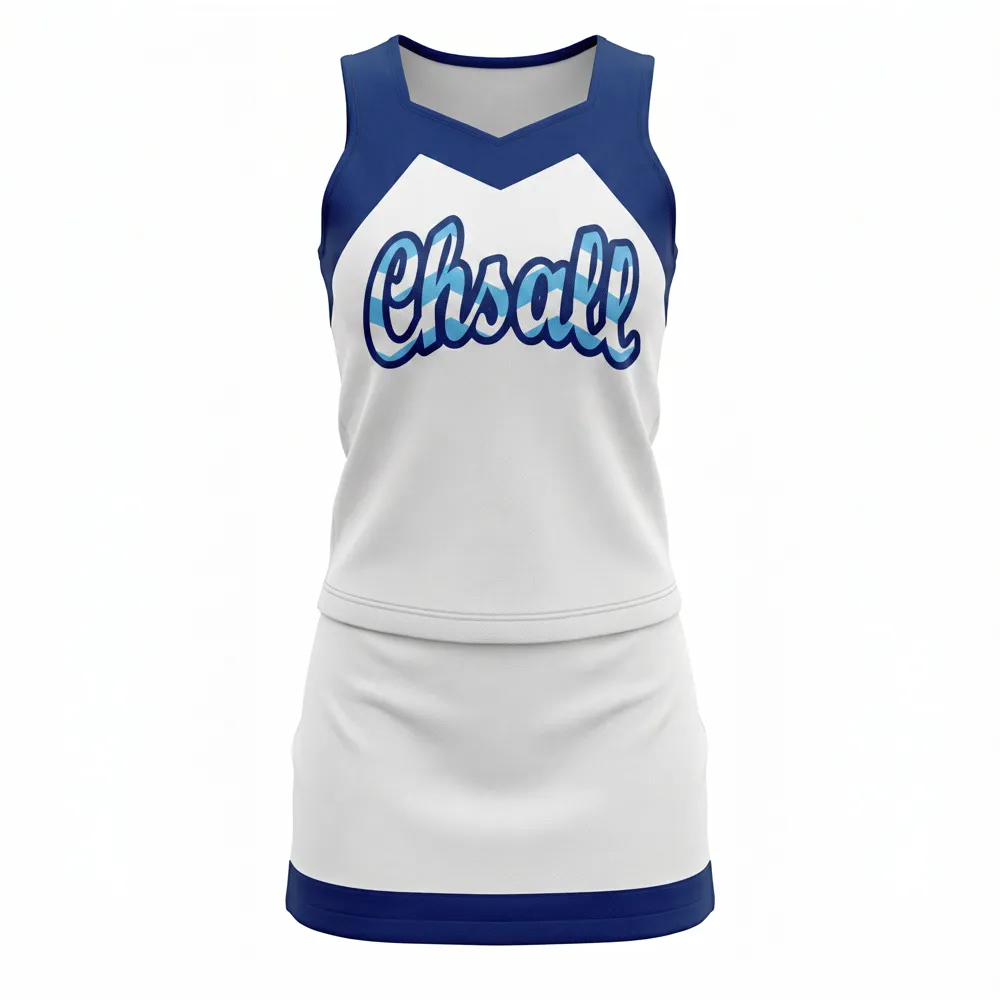 Classic Cheerleading Dress White Blue Cheerleading Uniform for School Spirit and Football Events – photo 3
