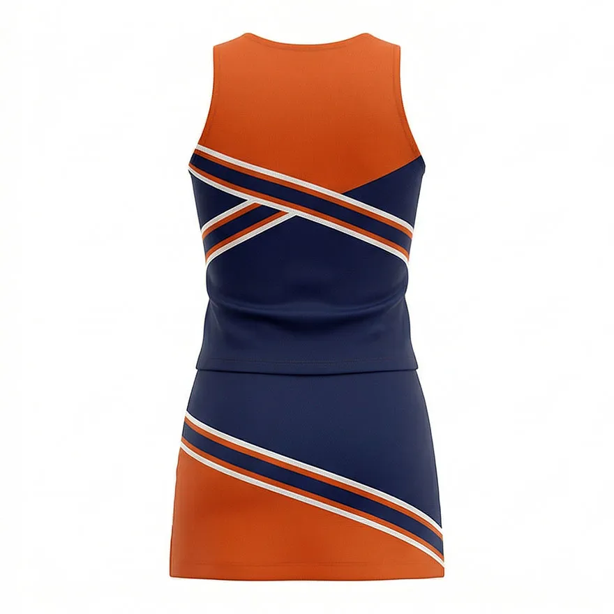 Women's Orange Navy Cheerleading Dress with CHSALL Logo for High School Football Spirit Games – photo 4