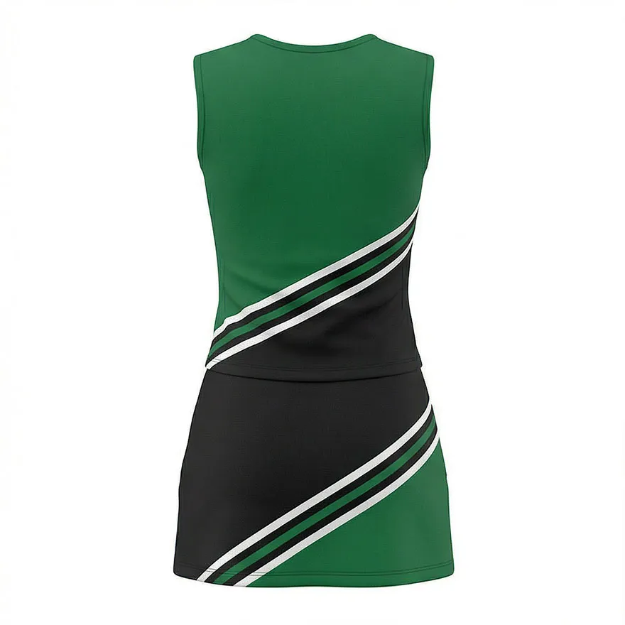 Women's Green Black Cheerleading Dress with CHSALL Logo for High School Football Spirit Games – photo 4