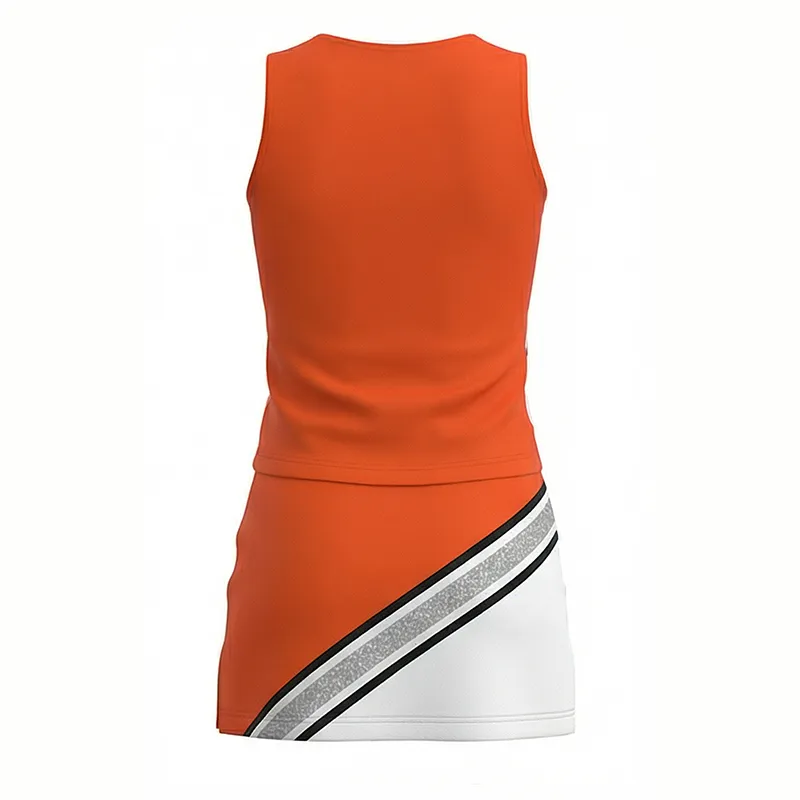 All Star Orange White Cheer Dress CHSALL Logo with Silver Accents for High School Spirit Team – photo 4