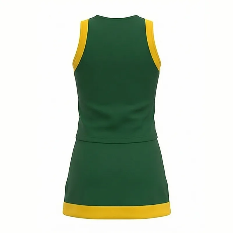 Women's Green Yellow Cheerleading Dress with CHSALL Logo for High School Basketball Spirit Games – photo 4