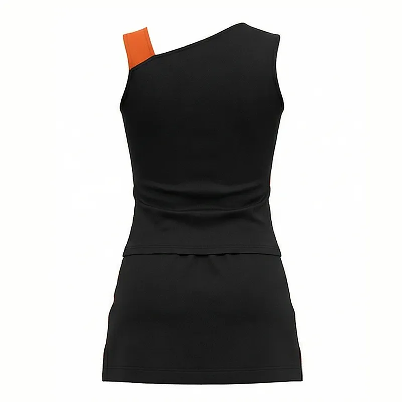 Youth Orange Black Cheerleading Outfit with Matching Pom Poms for Basketball Spirit Competitions – photo 4