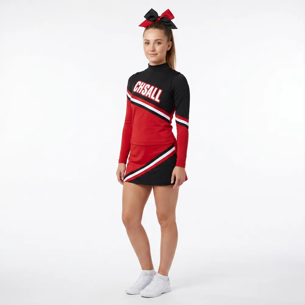 Red Black Cheerleading Uniform CHSALL Logo for School Game Day Performances – photo 2